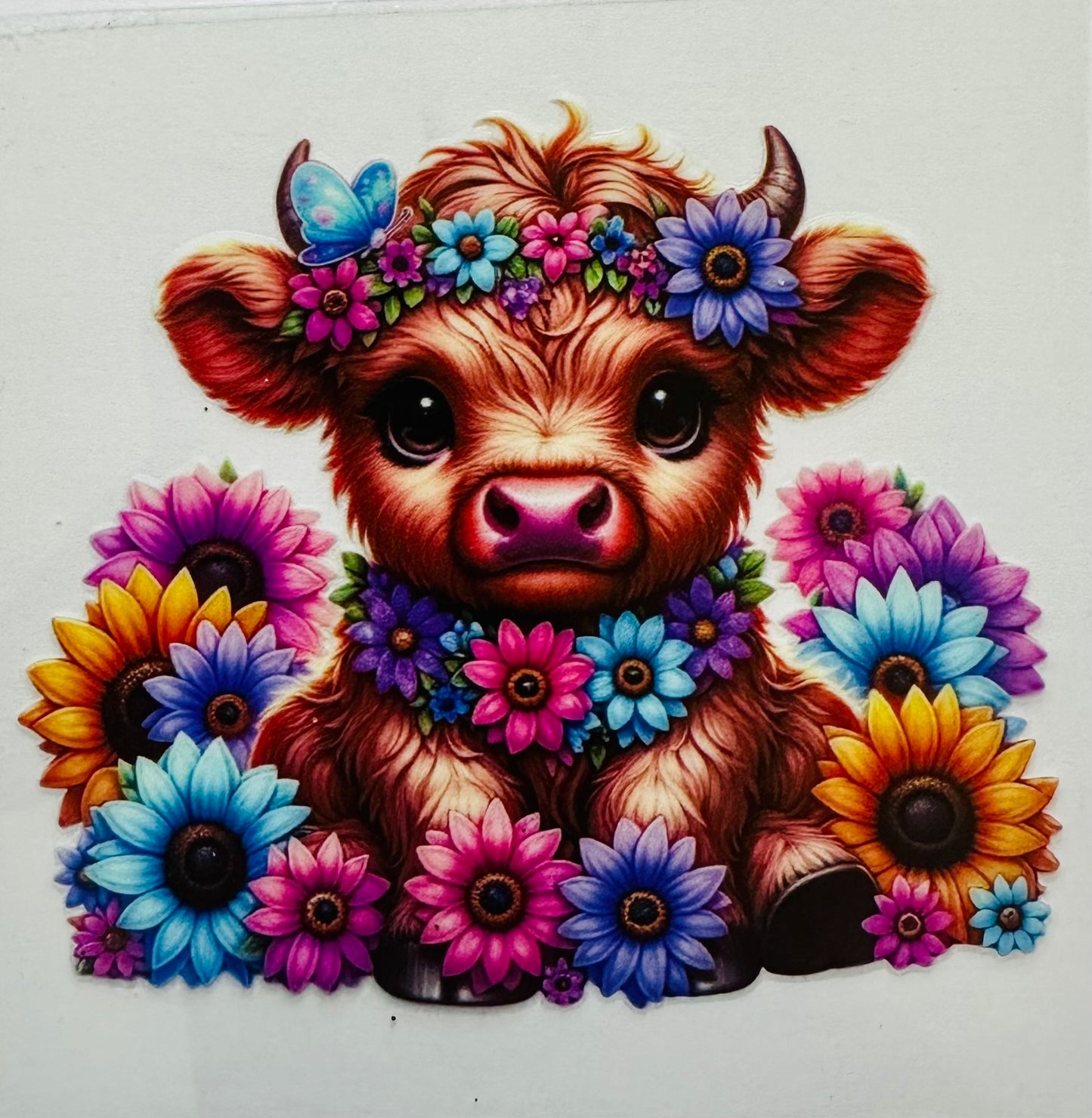 Pink, Blue, Purple Highland Cow