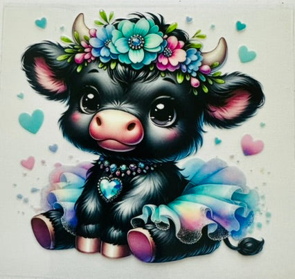 Black Pastel Highland Cow