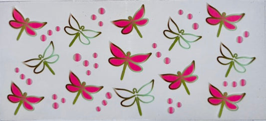 Pink and Green Dragonflies